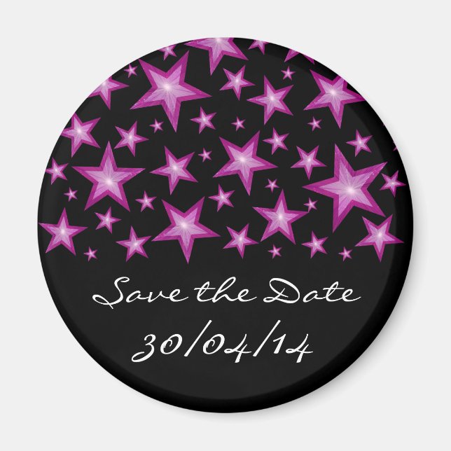 Rosa Stars "Save the Date", svart kylmagnet Magnet (Framsidan)