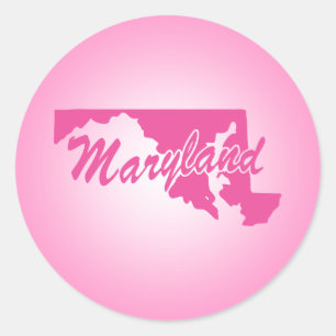 Rosa State Maryland Classic Round Sticker Runt Klistermärke
