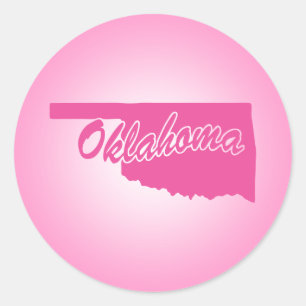 Rosa State Oklahoma Classic Round Sticker Runt Klistermärke