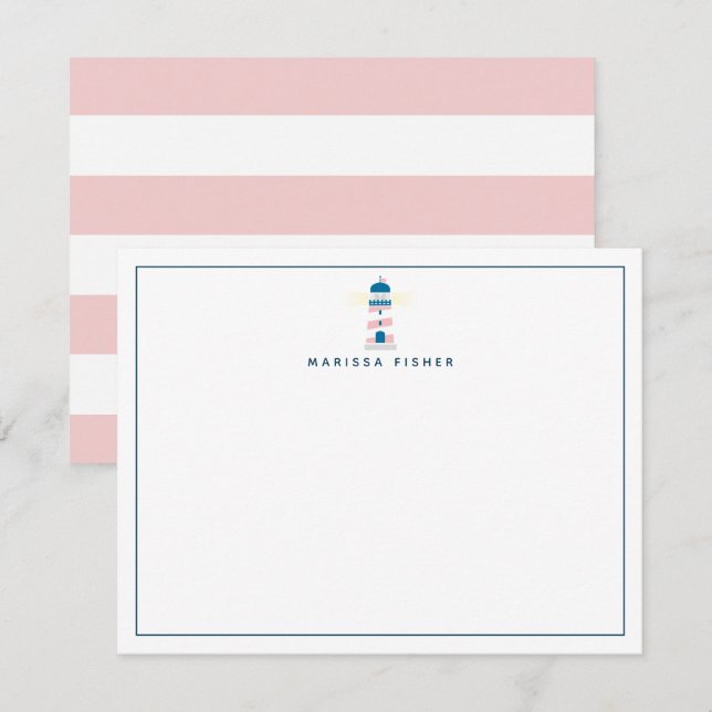 Rosa Stationery-anteckningskort för fyr Anteckningskort (Fram/baksida)