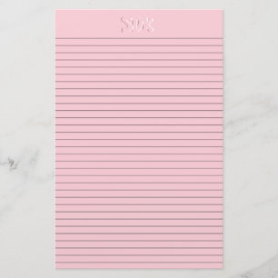Rosa Stationery Papper Monogram linjer (tillval)
