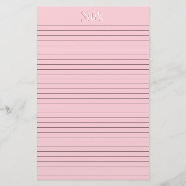 Rosa Stationery Papper Monogram linjer (tillval) (Framsida)