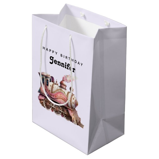 Rosa Steam Tåg Vintage Birthday (Baksidan Vinklad)