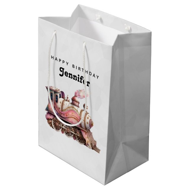 Rosa Steam Tåg Vintage Birthday (Baksidan Vinklad)