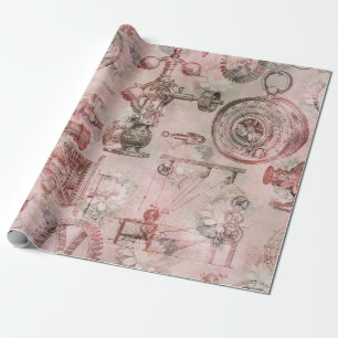 Rosa Steampunk Clocks och Watches Presentpapper