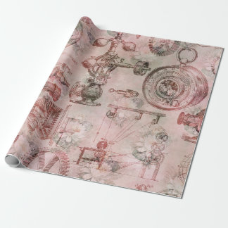Rosa Steampunk Clocks och Watches Presentpapper