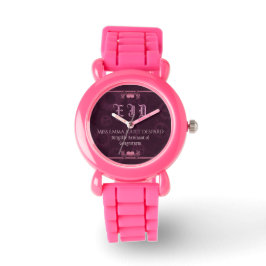 Rosa Steampunk Monogram, metallhjärtan, groddar Armbandsur