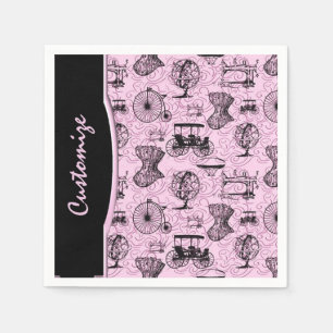 Rosa Steampunk Mönster Napkins Pappersservett