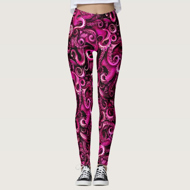 Rosa Steampunk Octopus Tentacles Leggings (Framsida)