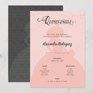 Rosa & Steel Charro Silhouette Quinceanera Inbjudningar