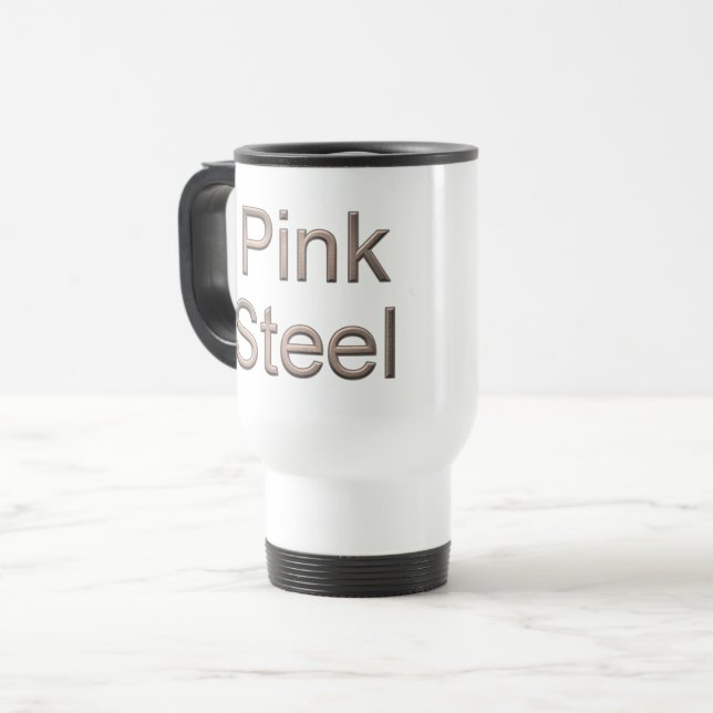Rosa Steel white resedator mugg (Framsida vänster)