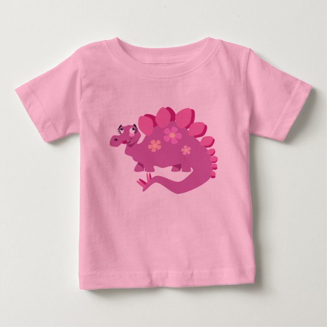 Rosa Stegosaurus Baby Shirt T Shirt (Framsida)