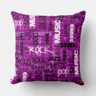 Rosa Sten Pop R & B Music Text Dekorativ kudde