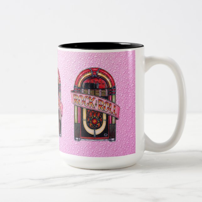 Rosa Sten & Roll Juke Box Retro Mugg (Höger)