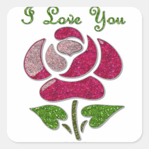 Rosa Stencil Ro I Kärlek Du Fyrkantigt Klistermärke