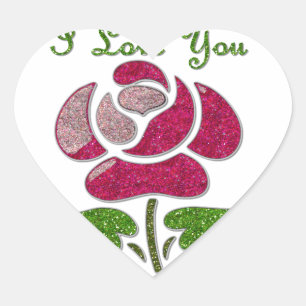 Rosa Stencil Ro I Kärlek Du Hjärtformat Klistermärke
