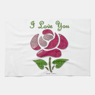 Rosa Stencil Ro I Kärlek Du Kökshandduk
