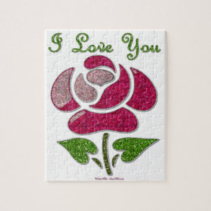 Rosa Stencil Ro I Kärlek Du Pussel