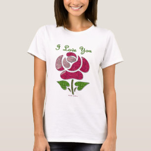 Rosa Stencil Ro I Kärlek Du Tee