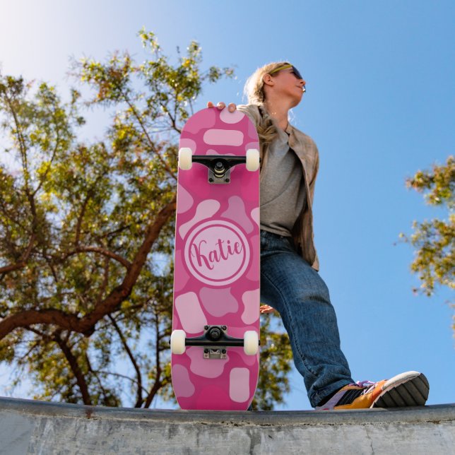Rosa stenmönster- mini skateboard bräda 18,5 cm (Utomhus 1)