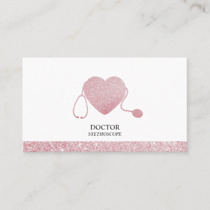 Rosa Stethoscope Sparkling Heart Doktor Visitkort