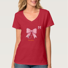 Rosa stethoskopkonst med rosett t shirt