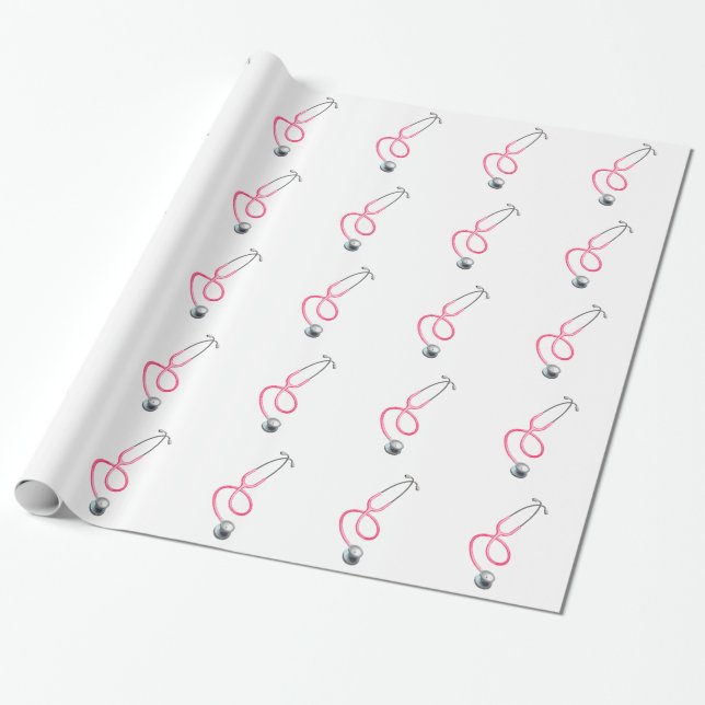 Rosa Stetoscope Medicinskt tema Presentpapper (Utrullad)