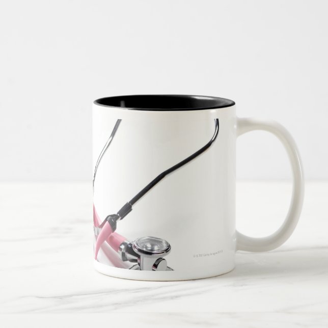 Rosa stetoskop Två-Tonad mugg (Höger)