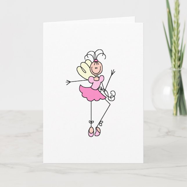 Rosa Stick Ballerina Fyra kort (Framsida)