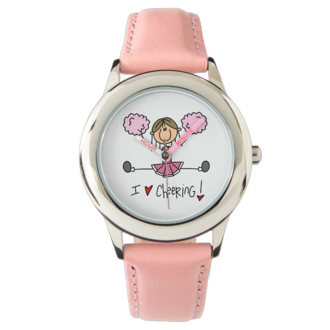 Rosa Stick figur Cheeleader Watch Armbandsur (Framsida)
