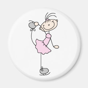 Rosa stick figurflicka som åker skridskor magnete magnet