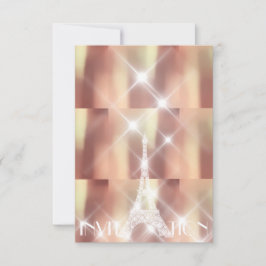 Rosa Stiga upp Eiffel Torn Paris Sparkly Stars Cop Inbjudningar
