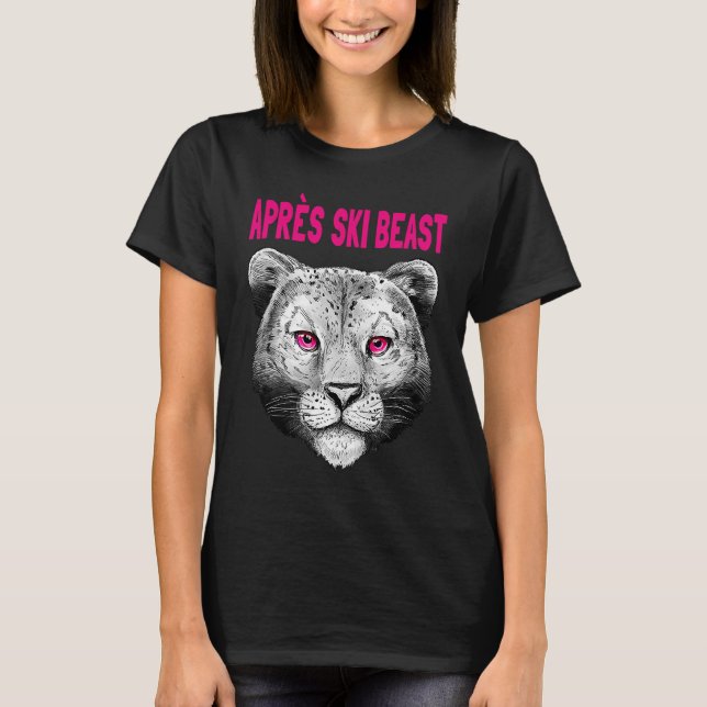 Rosa Stil Apres Ski Snö Leopard T Shirt (Framsida)
