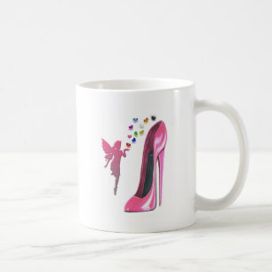 Rosa stilett och fe med hjärtor 3D Kaffemugg