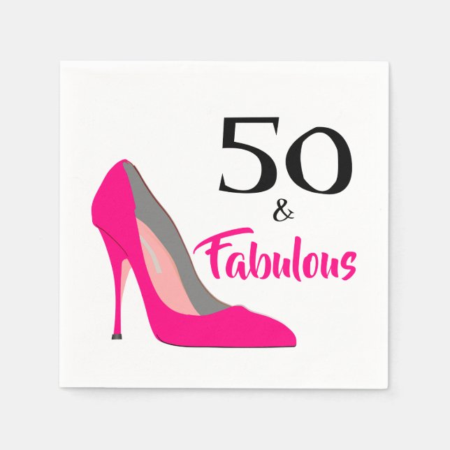 Rosa Stiletto 50 och Fabulous 50:e Födelsedagsfest Pappersservett (Framsidan)