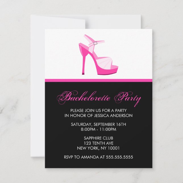 Rosa Stiletto Bachelorette Party Inbjudningar (Framsida)