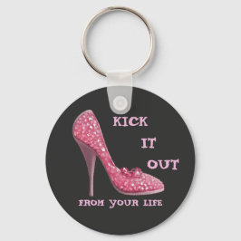 Rosa Stiletto Diamonds Shoe Breast Cancer Divorce Nyckelring