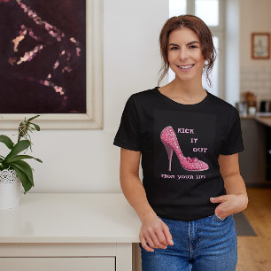 Rosa Stiletto Diamonds Shoe Breast Cancer T-Shirt