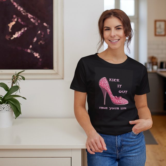 Rosa Stiletto Diamonds Shoe Breast Cancer T-Shirt (Skapare uppladdad)