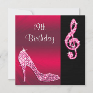 Rosa Stiletto & Diskantnyckel 19-årsdag Inbjudningar