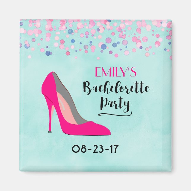 Rosa Stiletto Heel Bachelorette Party Magnet (Framsidan)