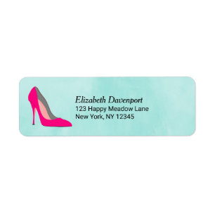 Rosa Stiletto Heel Returadress Etikett