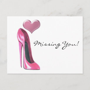 Rosa stiletto high heel sko and Heart Vykort