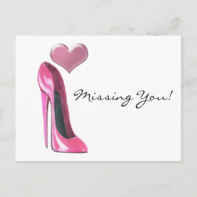 Rosa stiletto high heel sko and Heart Vykort (Framsida)