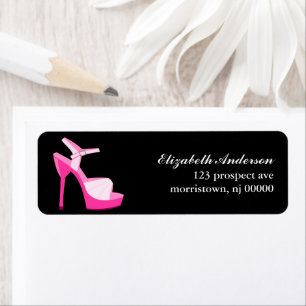 Rosa Stiletto Returadress Etikett