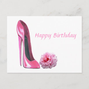 Rosa Stiletto Shoe Art och Vacker Ro Vykort