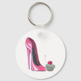 Rosa Stiletto Shoe och Cupcoa Nyckelring