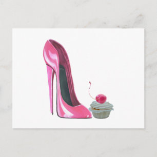 Rosa Stiletto Shoe och Cupcoa Vykort