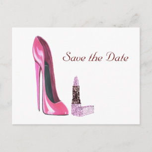 Rosa Stiletto Shoe och Lipstick Art Meddelande Vykort
