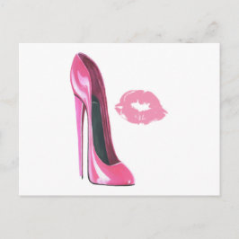 Rosa Stiletto Shoe och Rosa Läppar Vykort